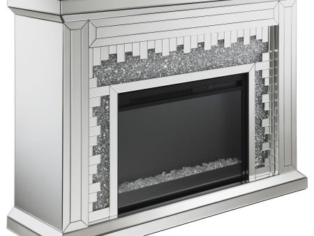 Gilmore - Mirrored Freestanding Electric Fireplace - Silver Hot on Sale