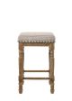 Farsiris - Stool (Set of 2) - Beige Fabric & Weathered Oak Finish Online Sale