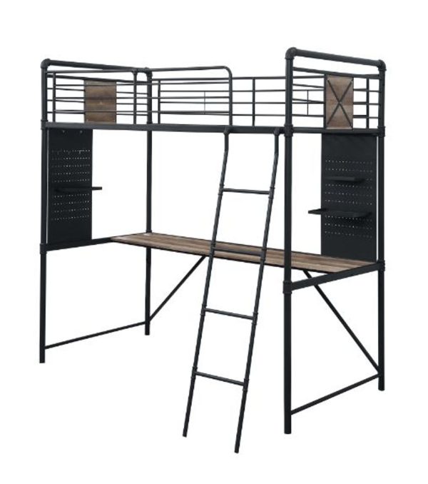 Cordelia - Twin Loft Bed - Antique Oak, Sandy Black & Dark Bronze Hand-Brushed Finish - 78  Sale