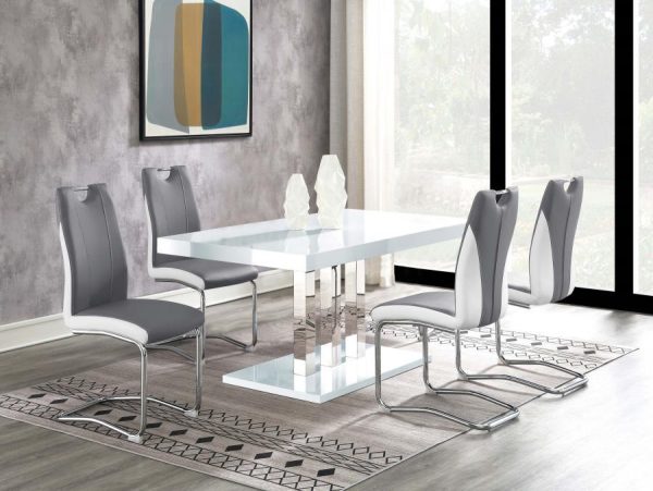 Brooklyn - 5 Piece Rectangular Dining Set - White High Gloss Discount