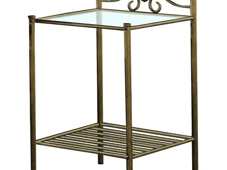 Sydney - Metal 2-Shelf Nightstand - Antique Brushed Gold on Sale