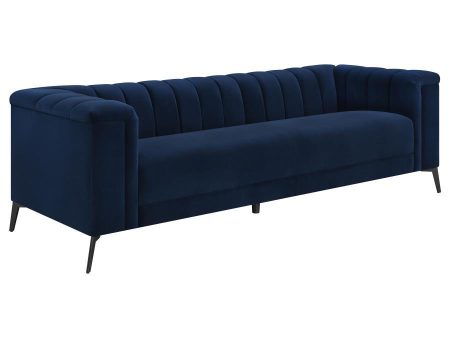 Chalet - Upholstered Tuxedo Arm Tufted Sofa - Blue For Sale