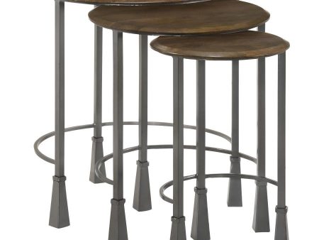 Deja - 3 Piece Round Nesting Table Set - Natural And Gunmetal For Discount