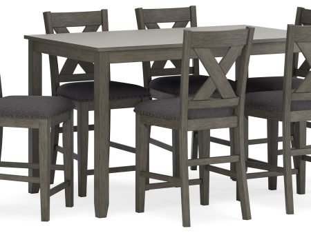 Caitbrook - Gray - Rect Drm Counter Table Set (Set of 7) Online