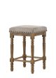 Farsiris - Stool (Set of 2) - Beige Fabric & Weathered Oak Finish Online Sale