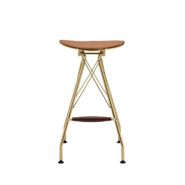 Dragea - Bar Stool (Set of 2) - Whiskey PU & Gold Fashion