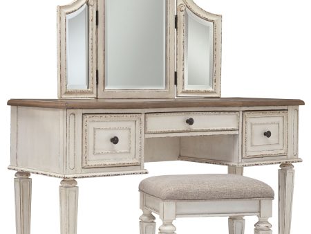 Realyn - White   Brown   Beige - Vanity Mirror Stool (Set of 3) on Sale