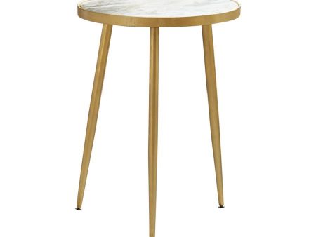 Acheson - Round Marble Top Side Table - White And Gold Hot on Sale