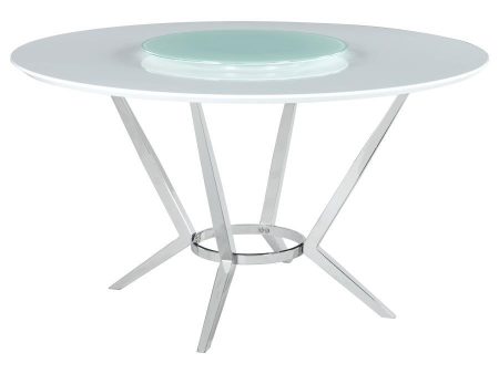 Abby - Round Lazy Susan Dining Table - White High Gloss on Sale