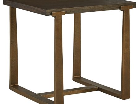 Balintmore - Brown   Gold Finish - Rectangular End Table Online