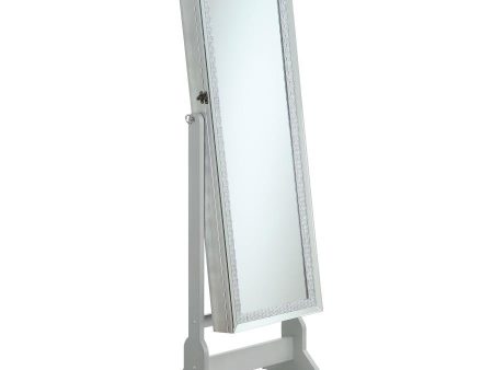 Elle - Cheval Mirror With Jewelry Storage - Silver For Sale