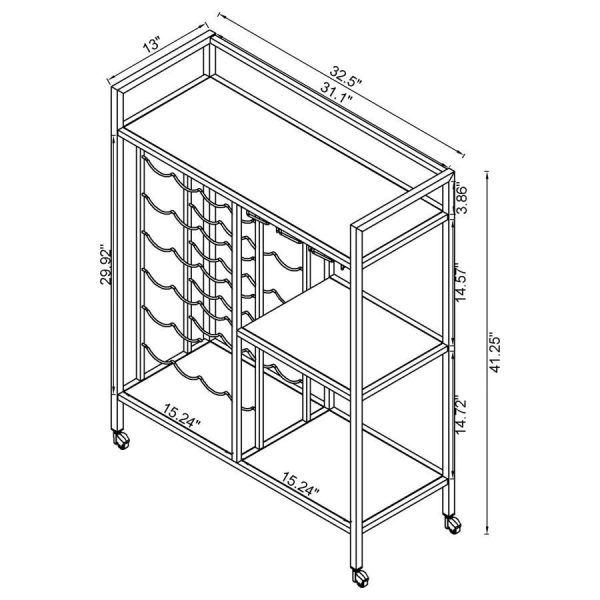 Derion - 3-Tier Rectangular Glass Shelf Metal Bar Cart - Chrome Cheap