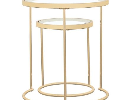 Maylin - 2 Piece Round Glass Top Nesting Table Set - Gold For Cheap