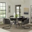 Aviano - 5 Piece Round Glass Top Dining Table Set - Gunmetal Hot on Sale