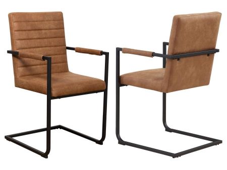 Nate - Upholstered Dining Arm Chair (Set of 2) - Antique Brown For Cheap