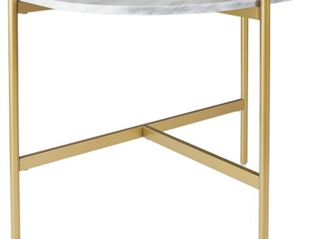 Wynora - White   Gold - Chair Side End Table Cheap