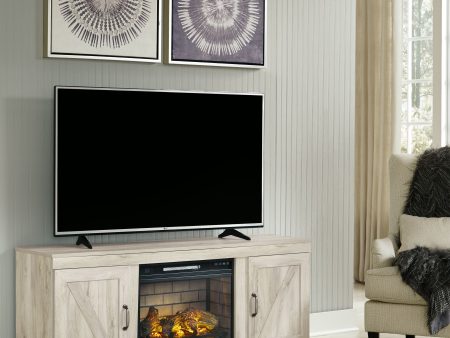 Bellaby - Whitewash - TV Stand With Faux Firebrick Fireplace Insert For Discount