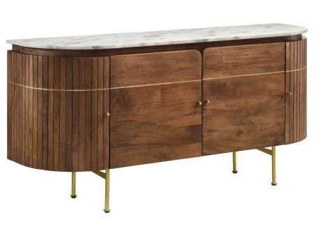 Ortega - 4 Door Marble Top Sideboard Buffet Cabinet - Natural Supply