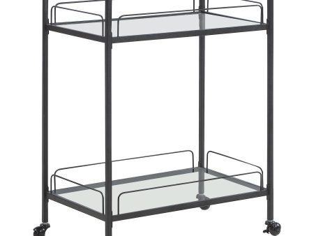 Curltis - 2-Tier Rectangular Glass Shelf Metal Bar Cart - Black For Cheap