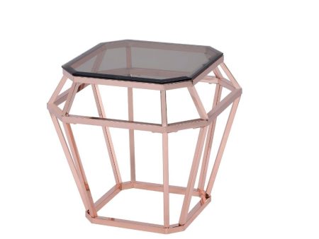 Clifton - End Table - Rose Gold & Smoky Glass Online