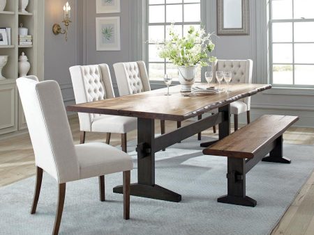 Bexley - 6 Piece Rectangular Live Edge Dining Table Set - Honey Supply