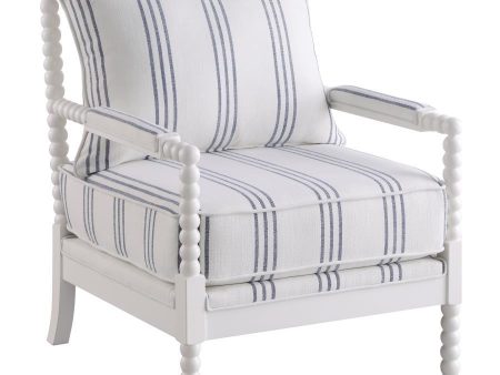 Blanchett - Upholstered Bobbin Accent Chair - White And Navy Online Sale