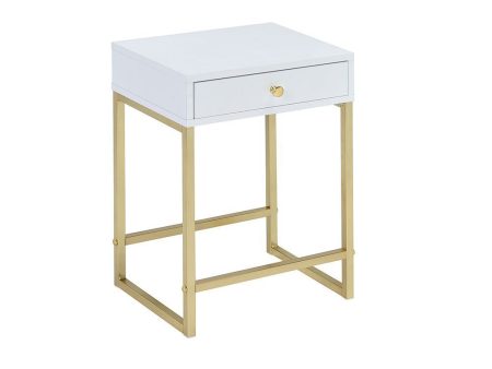 Coleen - Accent Table - White & Brass Online now