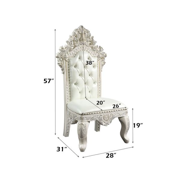 Adara - Side Chair (Set of 2) - White PU & Antique White Finish Online Sale