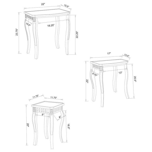 Daphne - 3 Piece Rectangular Wood Nesting Table Set - Warm Brown Fashion