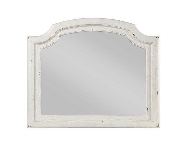 Jaqueline - Mirror - Light Gray Linen & Antique White Finish For Sale