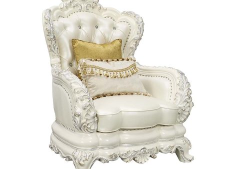 Adara - Chair - White PU & Antique White Finish For Discount