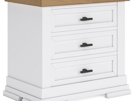 Ashbryn - White   Natural - Three Drawer Night Stand Discount