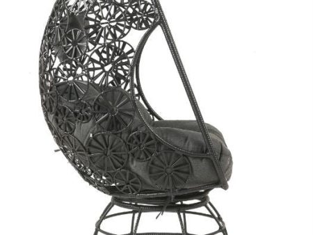 Hikre - Patio Lounge Chair - Clear Glass, Charcaol Fabric & Black Wicker Supply