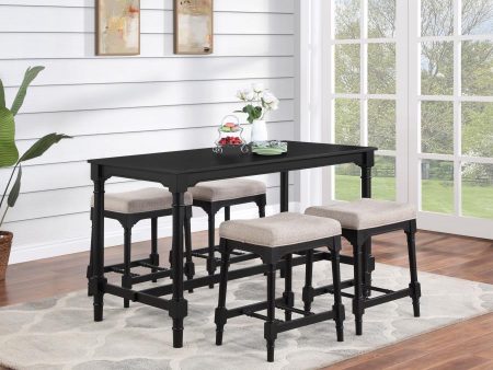 Martina - 5 Piece Rectangular Counter Height Dining Set - Black Sale