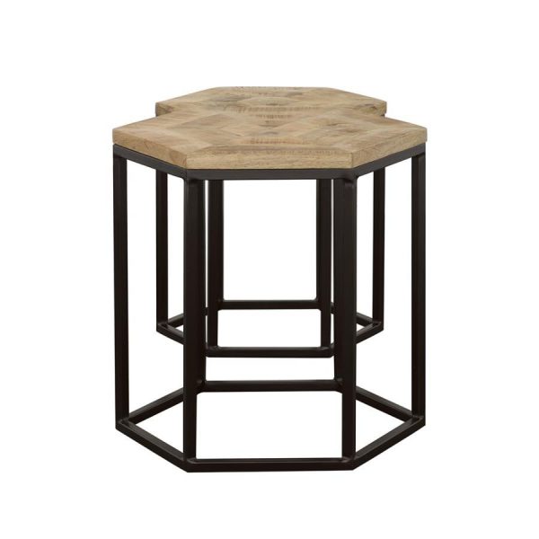 Adger - 2 Piece Hexagonal Nesting Tables - Natural And Black Sale