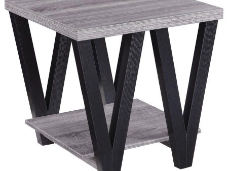 Stevens - Engineered Wood End Table Antique - Gray And Black For Sale