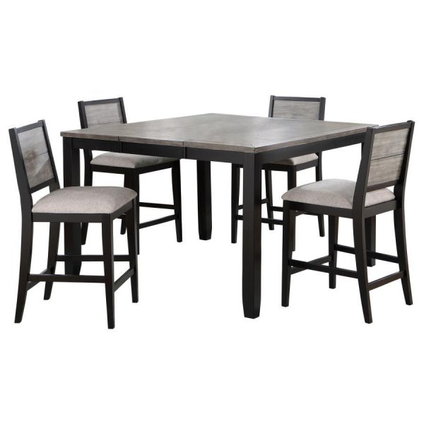 Elodie - 5 Piece Extension Leaf Counter Dining Set Black - Gray For Sale