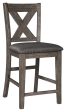 Caitbrook - Gray - Upholstered Barstool (Set of 2) on Sale