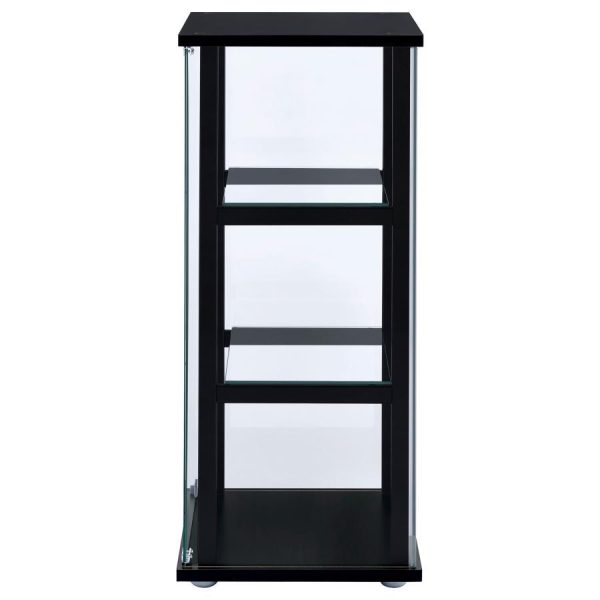 Cyclamen - 3-Shelf Clear Glass Curio Display Cabinet - Black Fashion