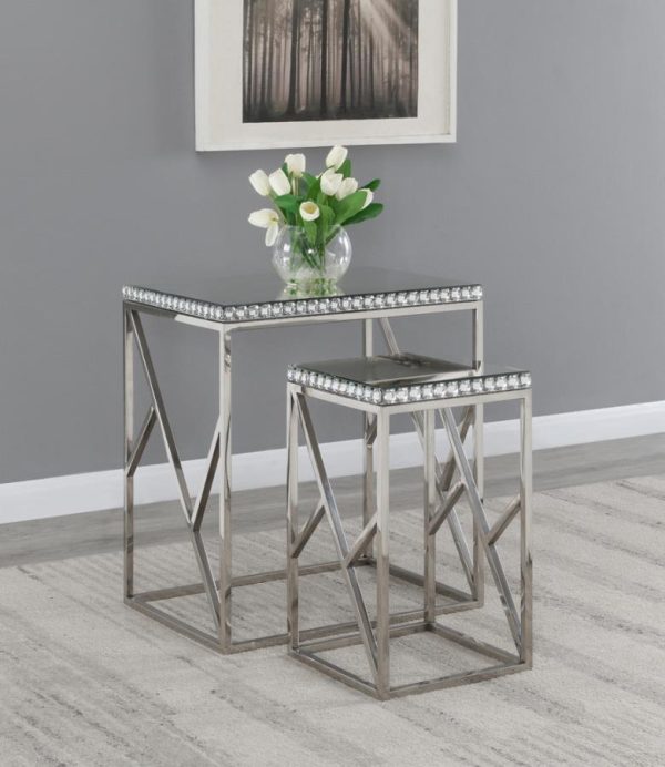 Betsy - 2-Piece Mirrored Stainless Steel Nesting Tables - Silver Sale