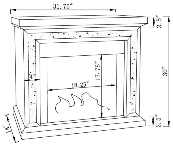 Lorelai - Mirrored Freestanding Electric Fireplace - Silver Supply