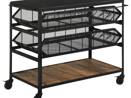 Evander - Marble Top Kitchen Cart With Removable Shelves - Black Online