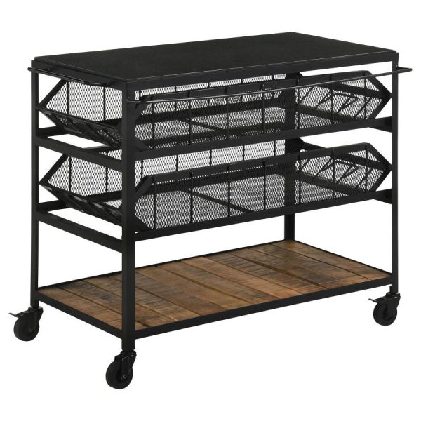 Evander - Marble Top Kitchen Cart With Removable Shelves - Black Online