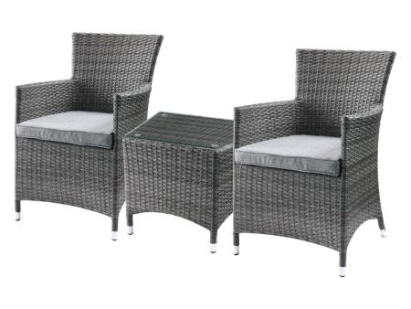 Tashelle - Patio Bistro Set - Gray Fabric & Gray Wicker Hot on Sale