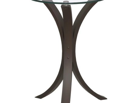 Edgar - Round Glass Top Accent Side Table - Cappuccino Supply