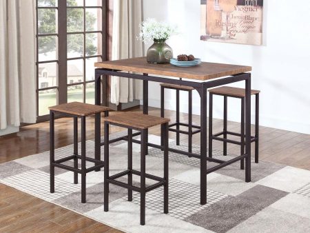 Santana - 5 Piece Pub Height Bar Table Set - Weathered Chestnut Online Hot Sale