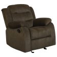 Rodman - Upholstered Padded Arm Glider Recliner - Olive Brown Online Hot Sale