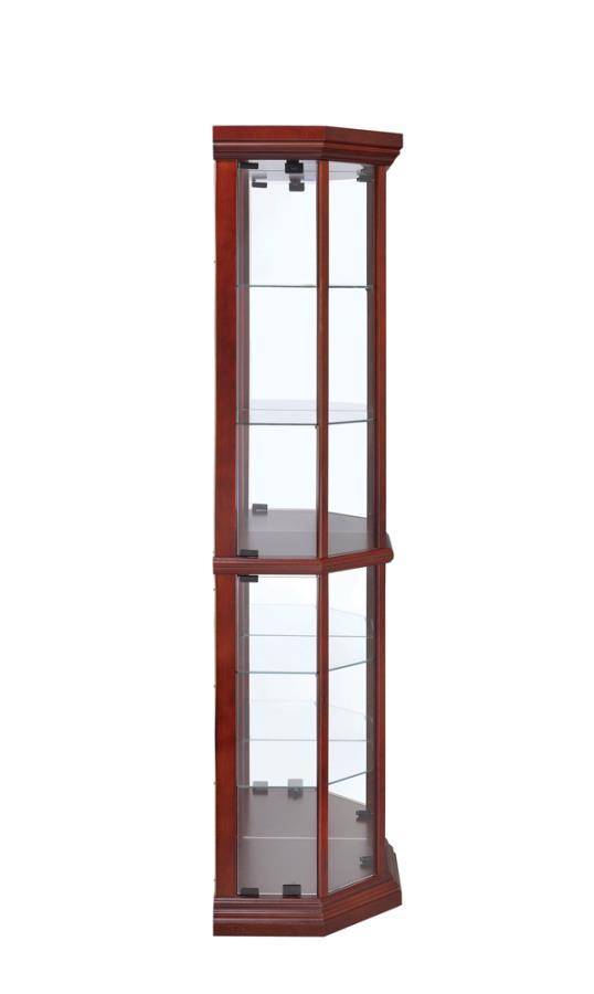 Appledale - 6-Shelf Corner Curio Display Cabinet - Medium Brown Fashion