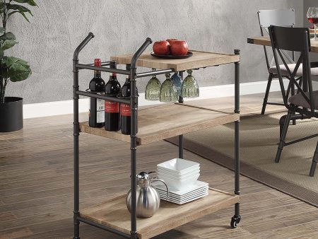 Brantley - Serving Cart - Oak & Sandy Black Finish Sale