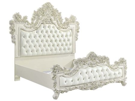 Adara - Eastern King Bed - White PU & Antique White Finish Supply